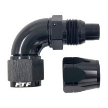 FTF Black Hose End One Piece Cut Style Swivel 90° An12 image 1